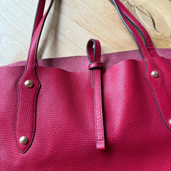 ANNABEL INGALL RED PEBBLE LEATHER ISABELLA TOTE BAG LUXURY SHOULDER STRAPS - Picture 7 of 11